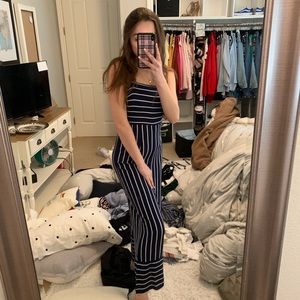 Stripped navy blue romper